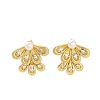 Leaf Brass Micro Pave Clear Cubic Zirconia Stud Earring Findings KK-D102-04G-4