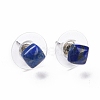 Natural Lapis Lazuli Ear Studs EJEW-K091-01P-04-2