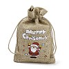 Christmas Printed Burlap Packing Pouches Drawstring Bags ABAG-Q053-02A-07-3