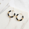 Natural Obsidian Beaded Hoop Earrings EJEW-L294-003G-01-2