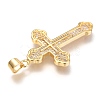 Brass Micro Pave Clear Cubic Zirconia Pendants ZIRC-O038-05G-3