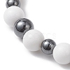 Natural Mashan Jade & Non-Magnetic Synthetic Hematite Beaded Stretch Bracelets for Women BJEW-JB13138-3