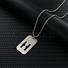Rectangle with Hollow Out Letter 201 Stainless Steel Pendant Necklaces FS-WG34D20-11-1