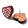 Valentine's Day Theme Printing Wood Stud Earrings for Women EJEW-B029-01-2