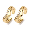 Brass Micro Pave Clear Cubic Zirconia C-Shaped Cuff Earrings EJEW-D328-09G-03-4