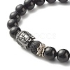 Natural Tourmaline & Lava Rock Round Beads Energy Power Stretch Bracelet for Men Women BJEW-JB07037-01-4