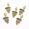 Brass Micro Pave Cubic Zirconia European Dangle Charms ZIRC-F074-05G-1
