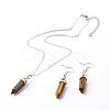 Bullet Shaped Natural Mixed Gemstone Jewelry Sets SJEW-JS01204-2