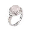 Natural Rose Quartz Round Adjustable Rings RJEW-K271-04P-09-2
