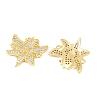 Brass Micro Pave Cubic Zirconia Flower Connector Charm KK-F931-09G-2
