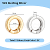 2Pcs 2 Colors 925 Sterling Silver Spring Gate Rings with 925 Stamp STER-PH0004-27C-2