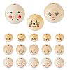 18Pcs 3 Styles Printed Wood Beads WOOD-DC0001-08-1