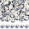 80Pcs Floral Printed Porcelain Beads PORC-SC0001-17-1