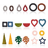 Beadthoven 120Pcs 20 Style Painted Wood Pendants/Links/Cabochons/Bead WOOD-BT0001-05-1