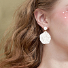 2 Pairs 2 Color Resin Shell Shape Dangle Stud Earrings with Imitation Pearl Beaded EJEW-AN0002-62-6