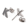 Tarnish Resistant 304 Stainless Steel Greek Alphabet Stud Earrings STAS-D007-07P-14-2