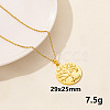 201 Stainless Steel Flat Round with Tree of Life Pendant Necklaces for Women FS-WG3C313-06-1