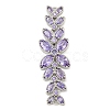 Brass Pave Lilac Cubic Zirconia Flower with Leaf Links Connector Charms KK-P277-52P-03-1