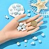24Pcs 12 Styles Blue Color Theme Glazed Porcelain Beads PORC-YW0001-40-5