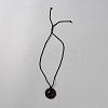 Synthetic Blue Goldstone & Wood Flower Pendant Necklace with Adjustable Nylon Cords NJEW-WH0002-118D-2