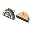 Printing Wood Stud Earrings for Women EJEW-B028-04A-2