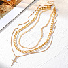 Alloy Crystal Crystal Rhinestone Cross Pendant 3-
Layer Necklaces for Women FS-WG64AC3-01-4