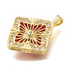 Brass Micro Pave Cubic Zirconia Acrylic Pendants ZIRC-D275-02G-02-2