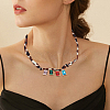Alloy with Colorful Glass Pendant Polyester Collar Knot Tie Necklaces for Women NJEW-SP0001-17B-5