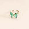 Butterfly Brass Glass Cuff Rings WGB6B8C-04-1