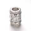 Column Brass Micro Pave Cubic Zirconia Large Hole European Beads LS-ZIRC-M084-01-1