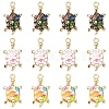 12Pcs 3 Colors Alloy Enamel Pendants ENAM-YW0005-80-1