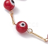 Lampwork Evil Eye Link Chain Bracelets BJEW-JB10045-04-3