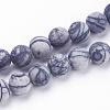 Natural Black Silk Stone/Netstone Beads Strands G-F520-57-8mm-1
