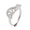 Rack Plating Brass Micro Pave Cubic Zirconia Adjustable Rings RJEW-D025-15P-1