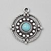 Tibetan Style Alloy Pave Synthetic Turquoise Pendants PALLOY-CJC0025-01AS-J-1