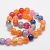 Dyed Natural Agate Faceted Round Beads Strands X-G-E320E-8mm-01-2