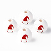 Painted Natural Wood Round Beads WOOD-N006-184-3