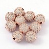 Round Brass Micro Pave Cubic Zirconia Beads ZIRC-D003-2-2