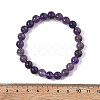 Natural Amethyst Beaded Stretch Bracelets BJEW-Q692-56-8mm-5