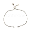 Non-Tarnish Adjustable 304 Stainless Steel Box Chain Slider Bracelet Making MAK-L038-001P-04-2