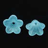 Dyed Chunky Turquoise Transparent Frosted Flower Acrylic Beads X-PL560-9-1