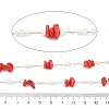Handmade Natural Shell & ABS Imitation Beaded Chains CHS-F025-13G-03-3