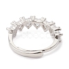 Clear Cubic Zirconia Heart Adjustable Ring RJEW-F124-05P-3