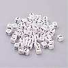 Letter T White Letter Acrylic Cube Beads X-PL37C9308-T-1