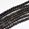 Frosted Natural Golden Sheen Obsidian Round Bead Strands G-F266-04-4mm-1
