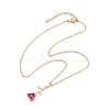 Valentine's Day Alloy Dark Red Enamel Rose Flower Pendant Necklaces NJEW-TA00183-4