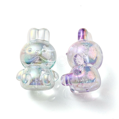 UV Plating Rainbow Iridescent Transparent Acrylic Bubble Beads OACR-C007-02-1