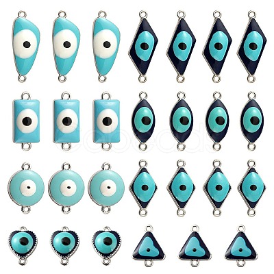 32Pcs 8 Style Platinum Alloy Enamel Links Connectors ENAM-LS0001-84-1