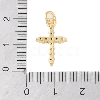 Rack Plating Brass Micro Pave Clear Cubic Zirconia Pendants KK-Z060-04G-02-1
