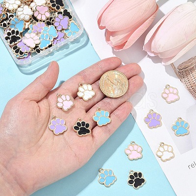 80Pcs 5 Colors Alloy Enamel Pendants ENAM-YW0005-19-1